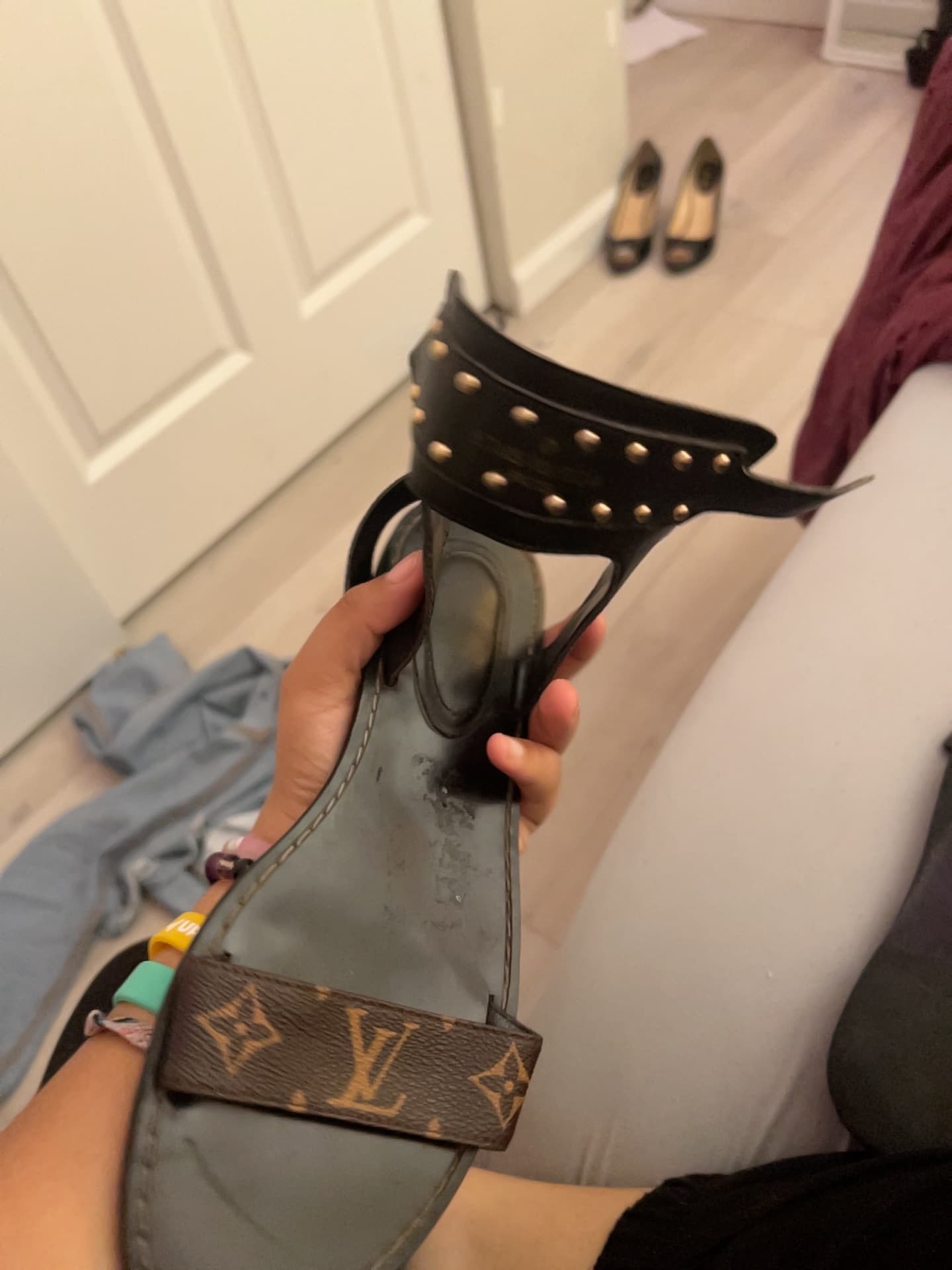 Louis Vuitton Monogram Studded Sandal/Heel - AI says Fake - Image 1