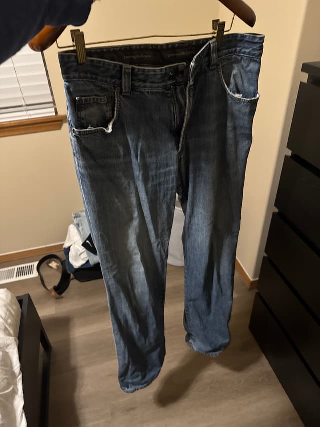 D&G Dolce & Gabbana distressed zip-detail denim jeans, size 34 - AI says Real