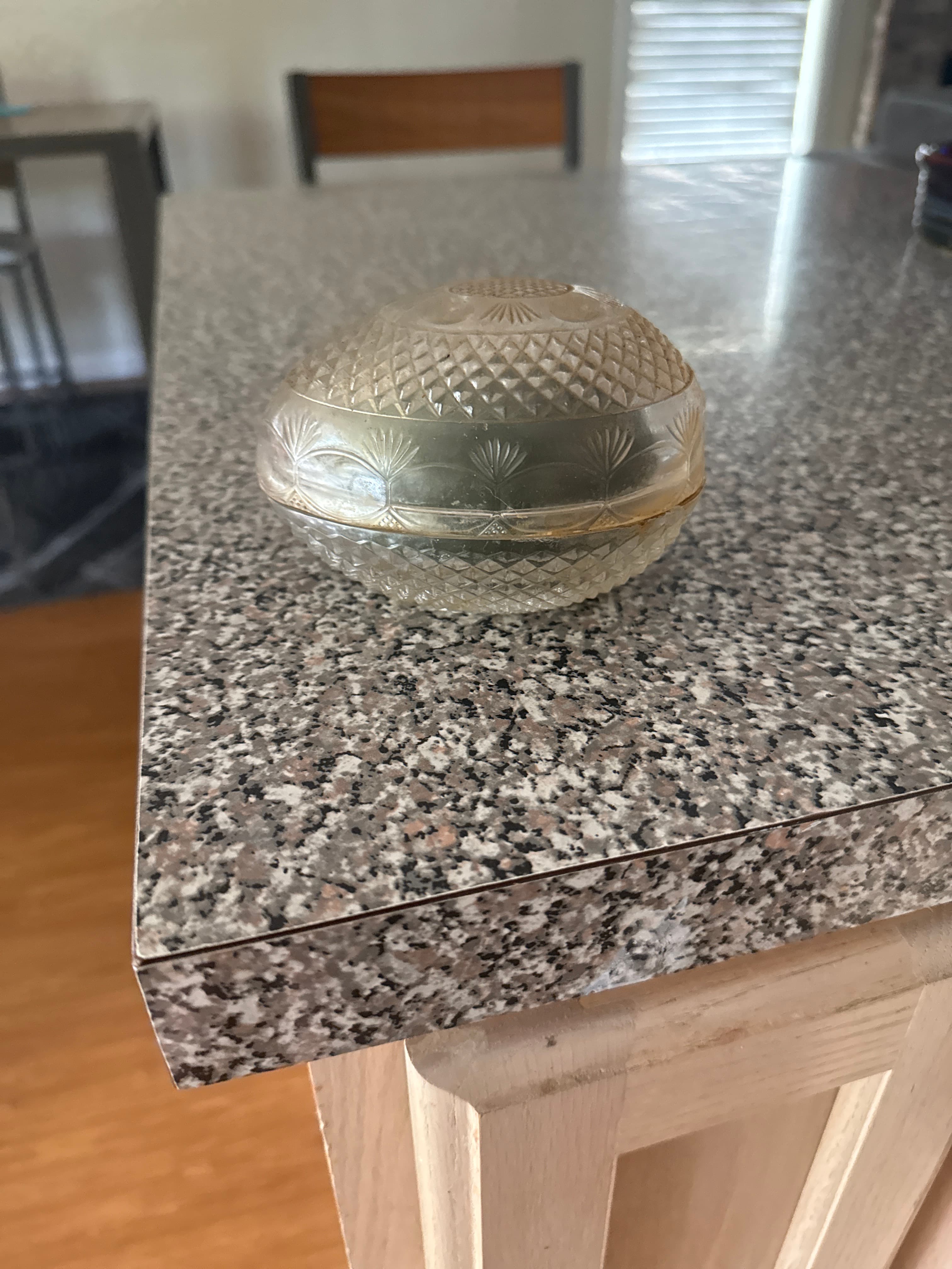 Vintage-style pressed-glass lamp shade or light-fixture component with decorative metal band - AI says Real - Image 1