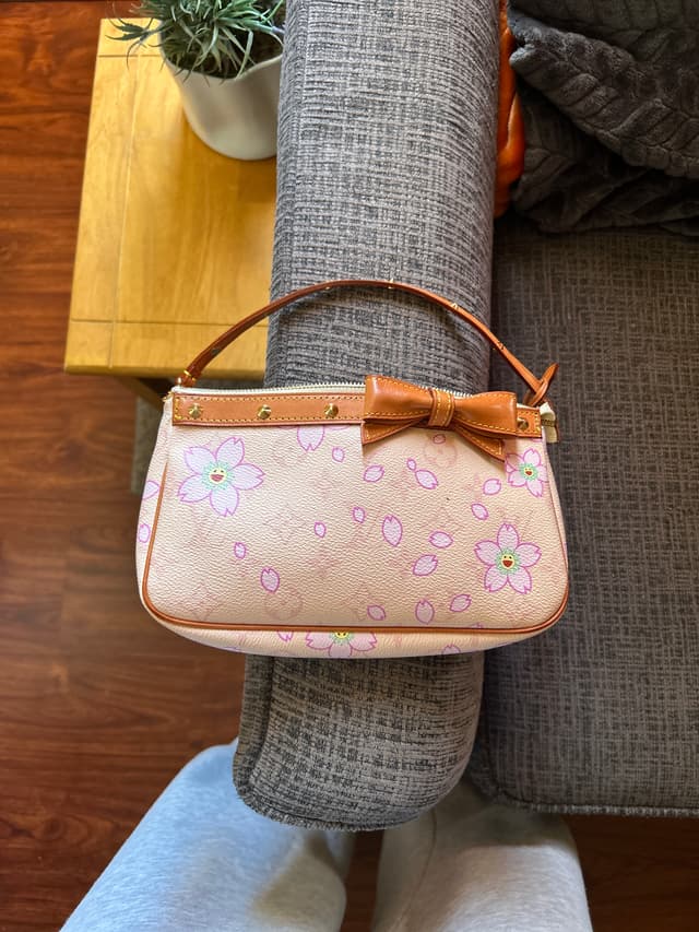 Louis Vuitton x Takashi Murakami Cherry Blossom Monogram Pochette Accessoires - AI says Real