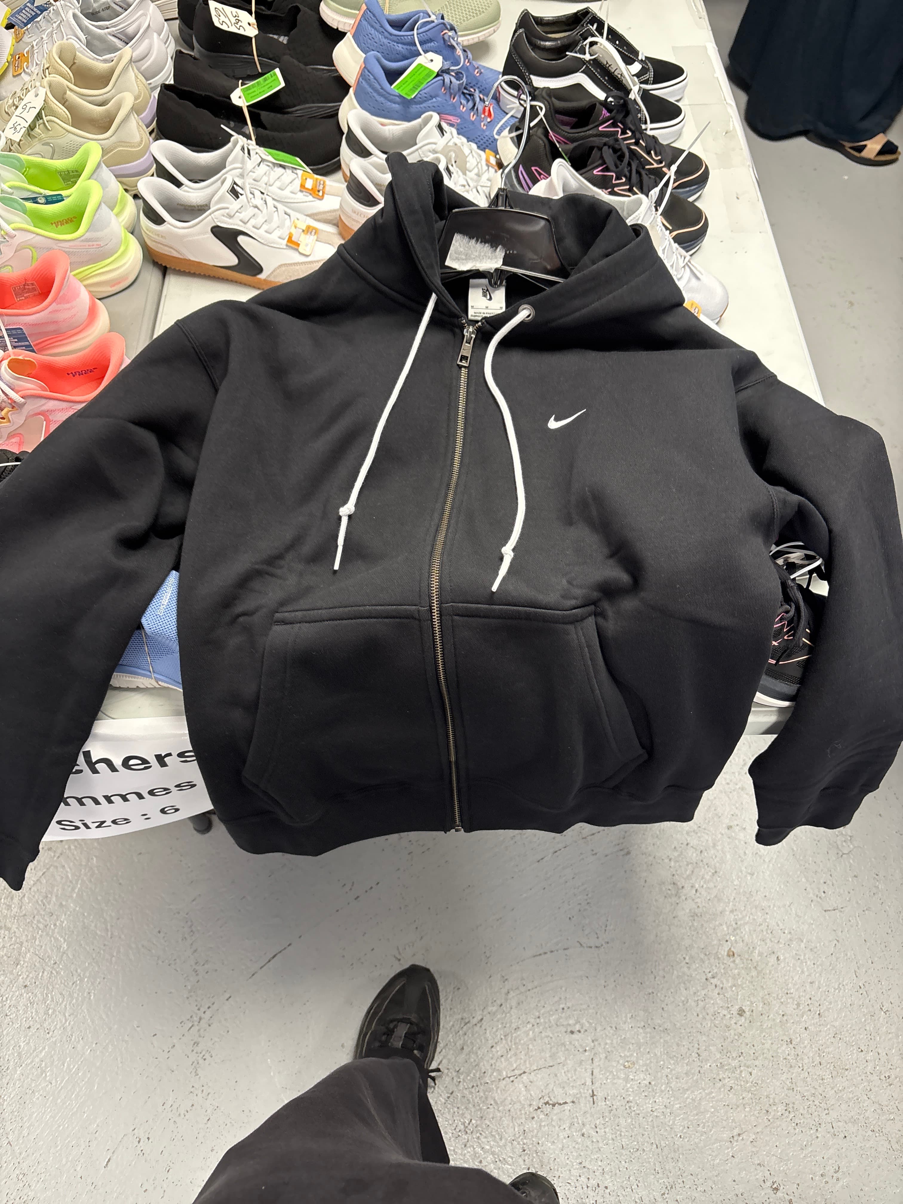 Nike men's full-zip hoodie (black, small embroidered Swoosh) - AI says Real - Image 1