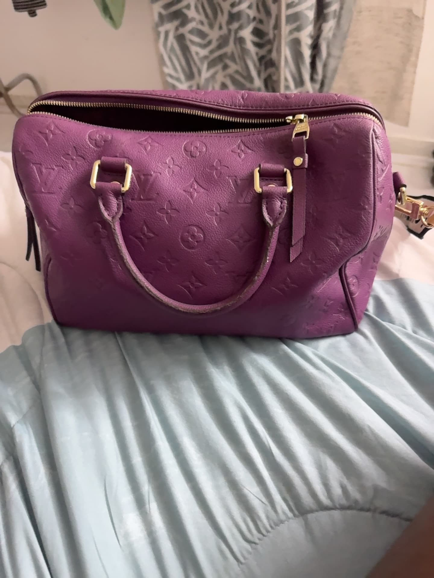 Louis Vuitton Speedy Bandoulière Monogram Empreinte Leather Handbag (Purple/Violet) - AI says Fake - Image 1