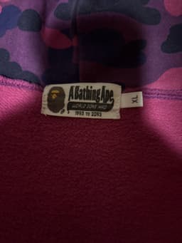 A Bathing Ape (BAPE) Purple Camo Shark Hoodie - AI says Fake