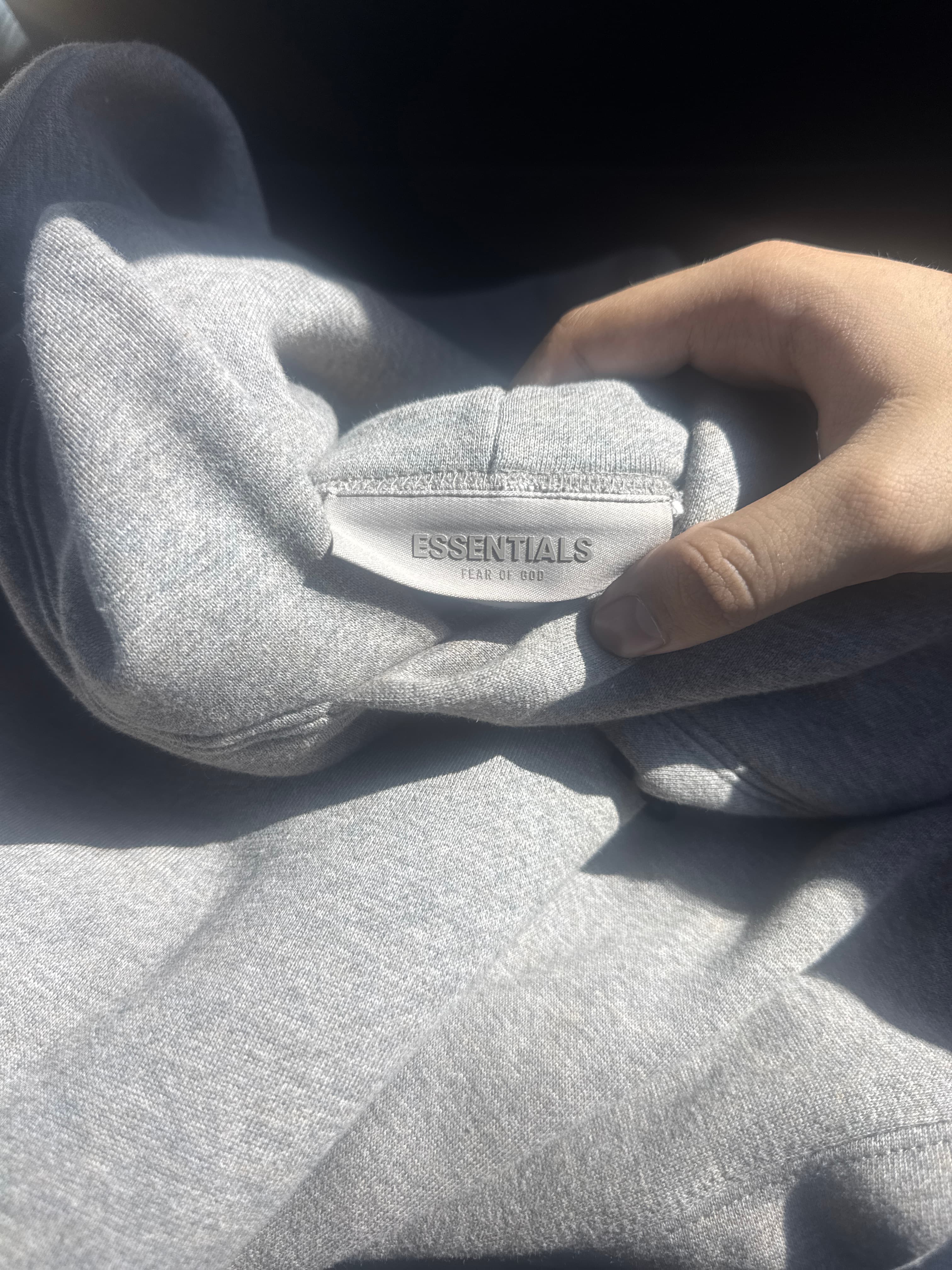 Fear of God ESSENTIALS gray fleece hoodie - AI says Real - Image 1