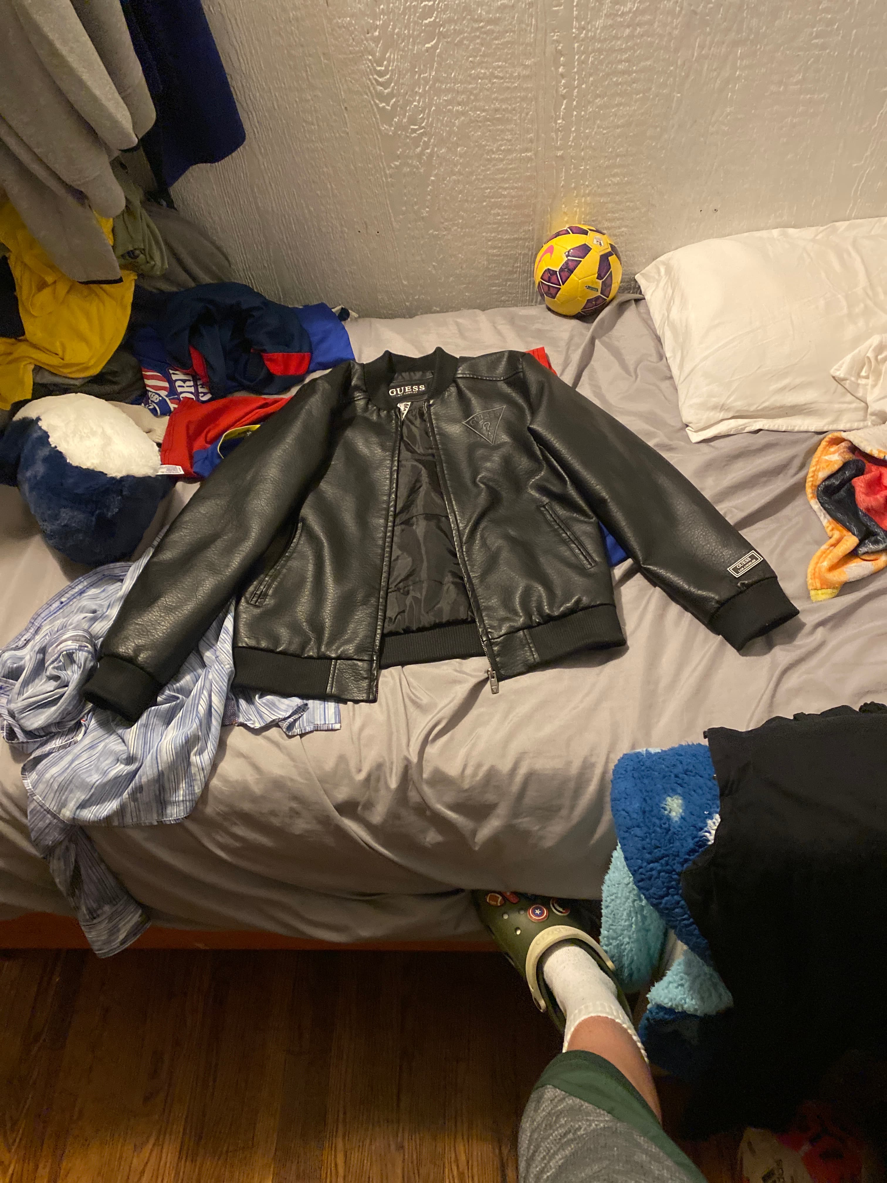 Guess Los Angeles Faux Leather Bomber Jacket - AI says Real - Image 1