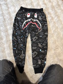 A Bathing Ape (BAPE) Space Camo Shark Sweatpants - AI says Real