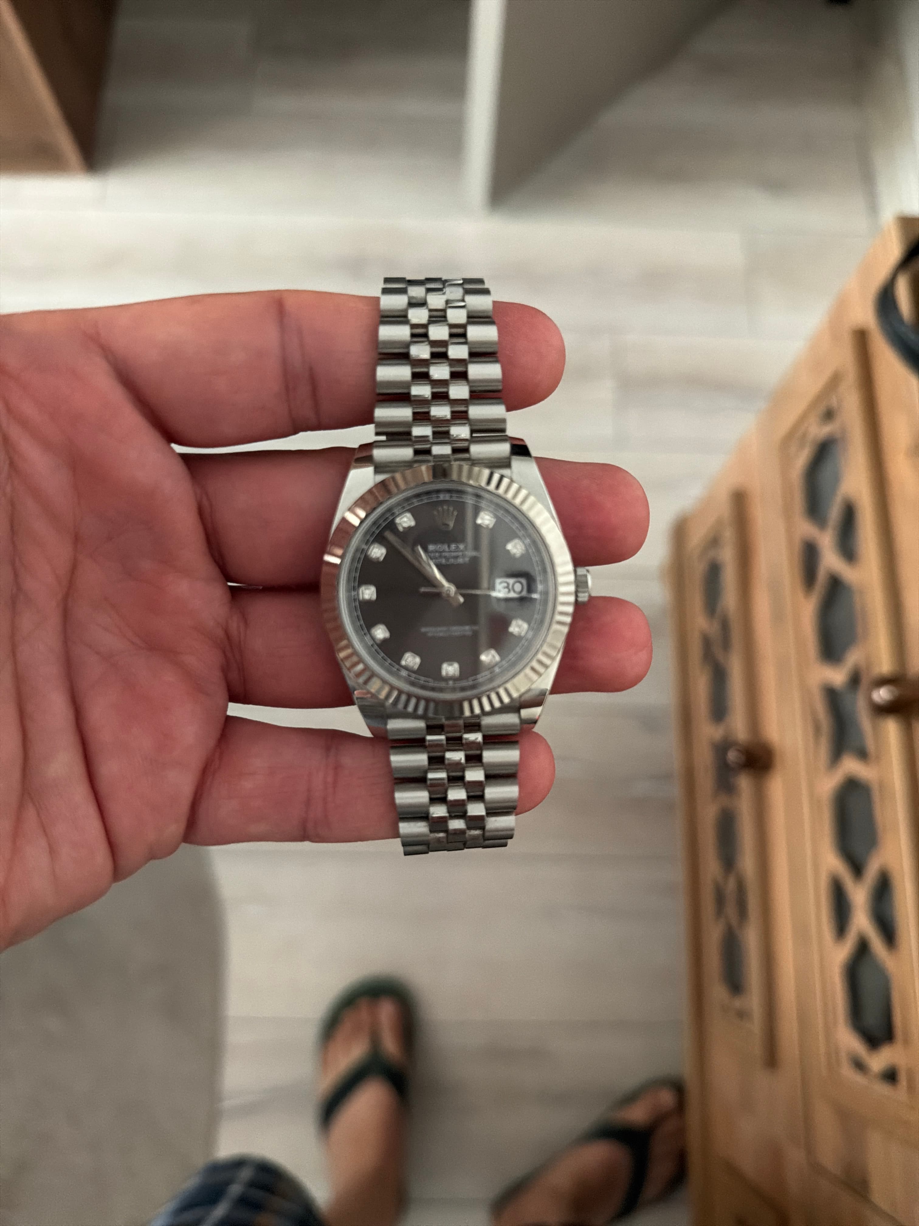 Rolex Datejust (Jubilee bracelet, fluted bezel, diamond indices) - AI says Fake - Image 1