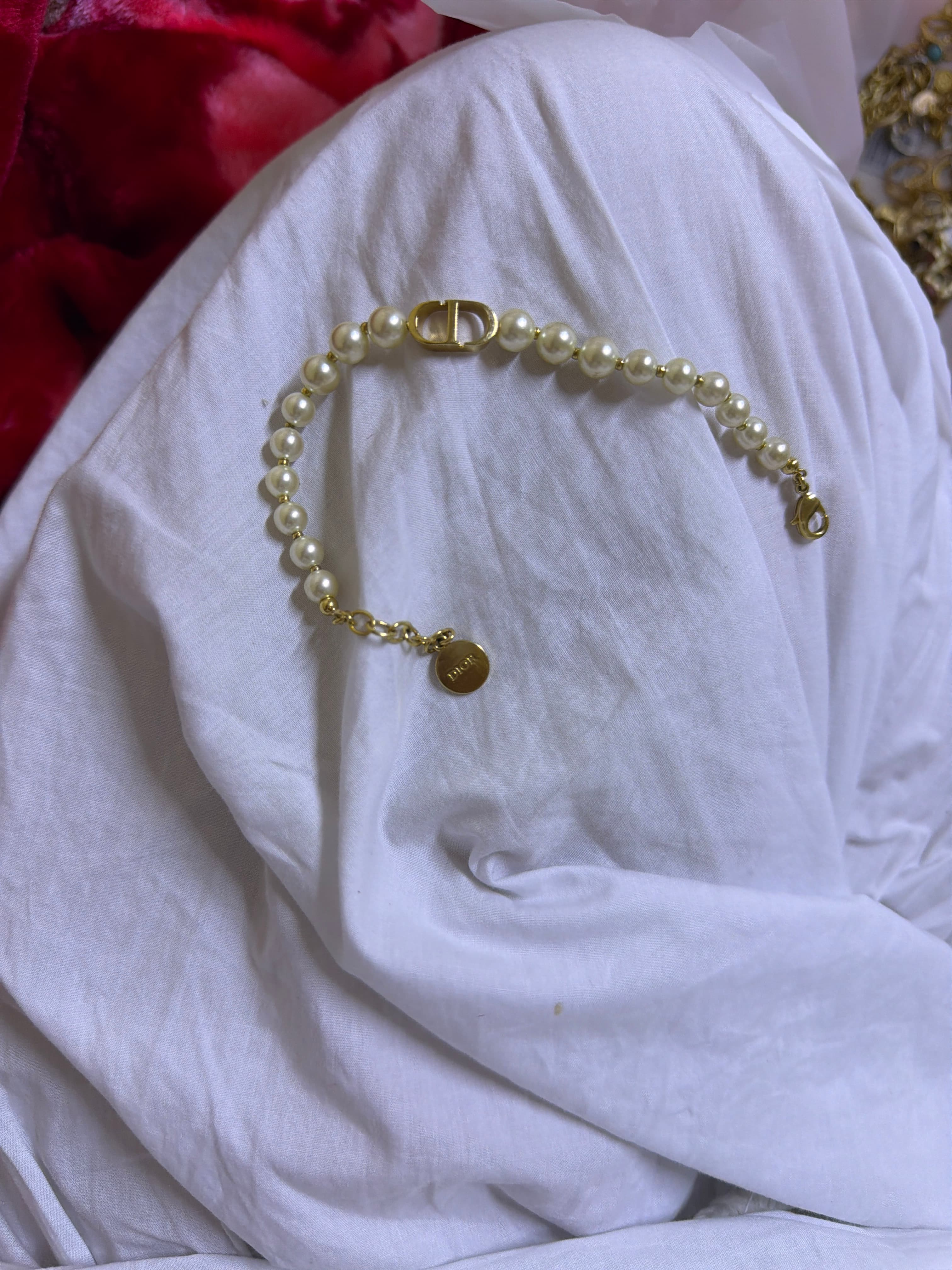 Christian Dior Pearl Bracelet with CD Logo Charm - AI says Fake - Image 1