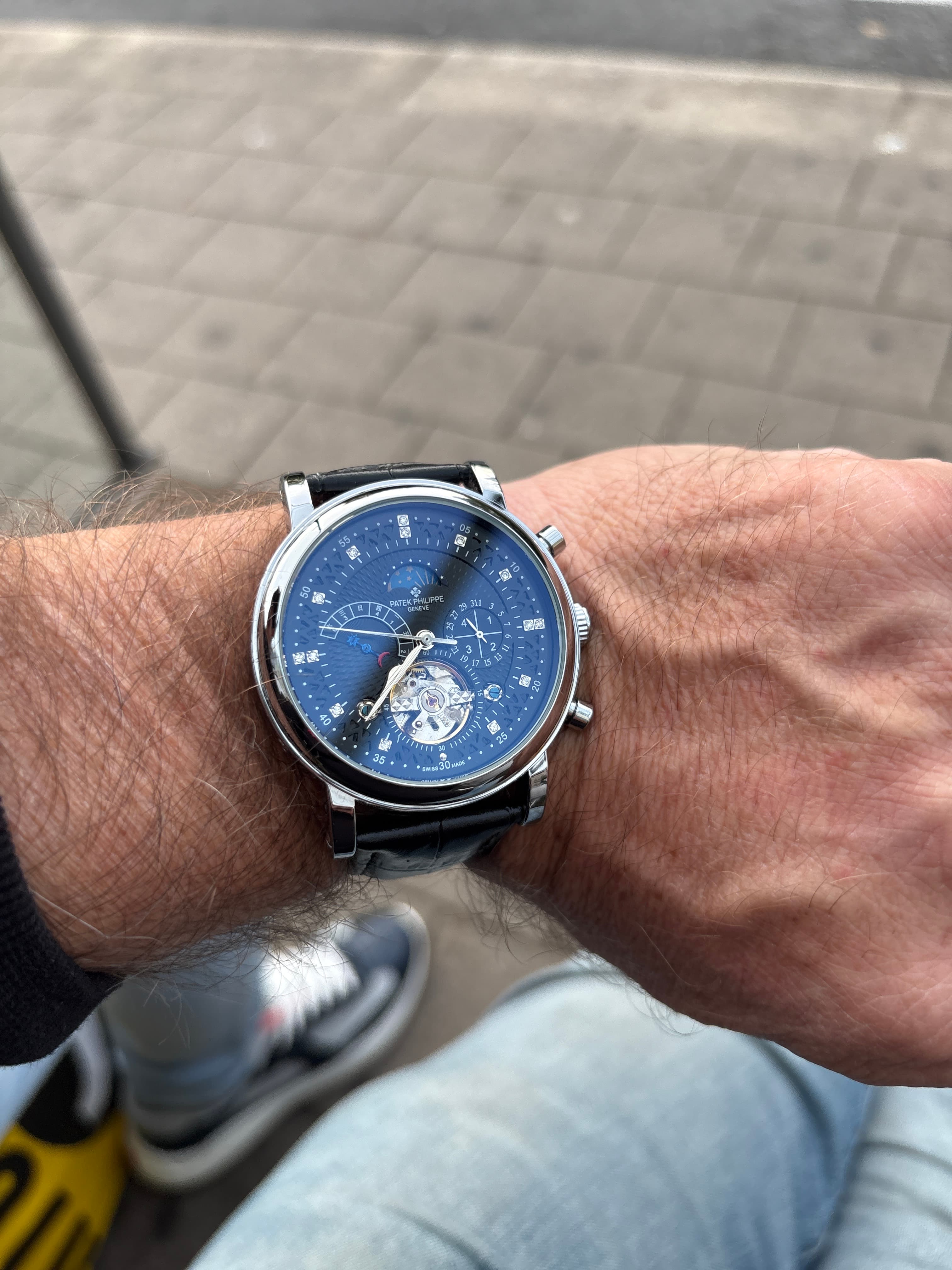 Patek Philippe-branded multi-complication open-heart/tourbillon-style wristwatch - AI says Fake - Image 1