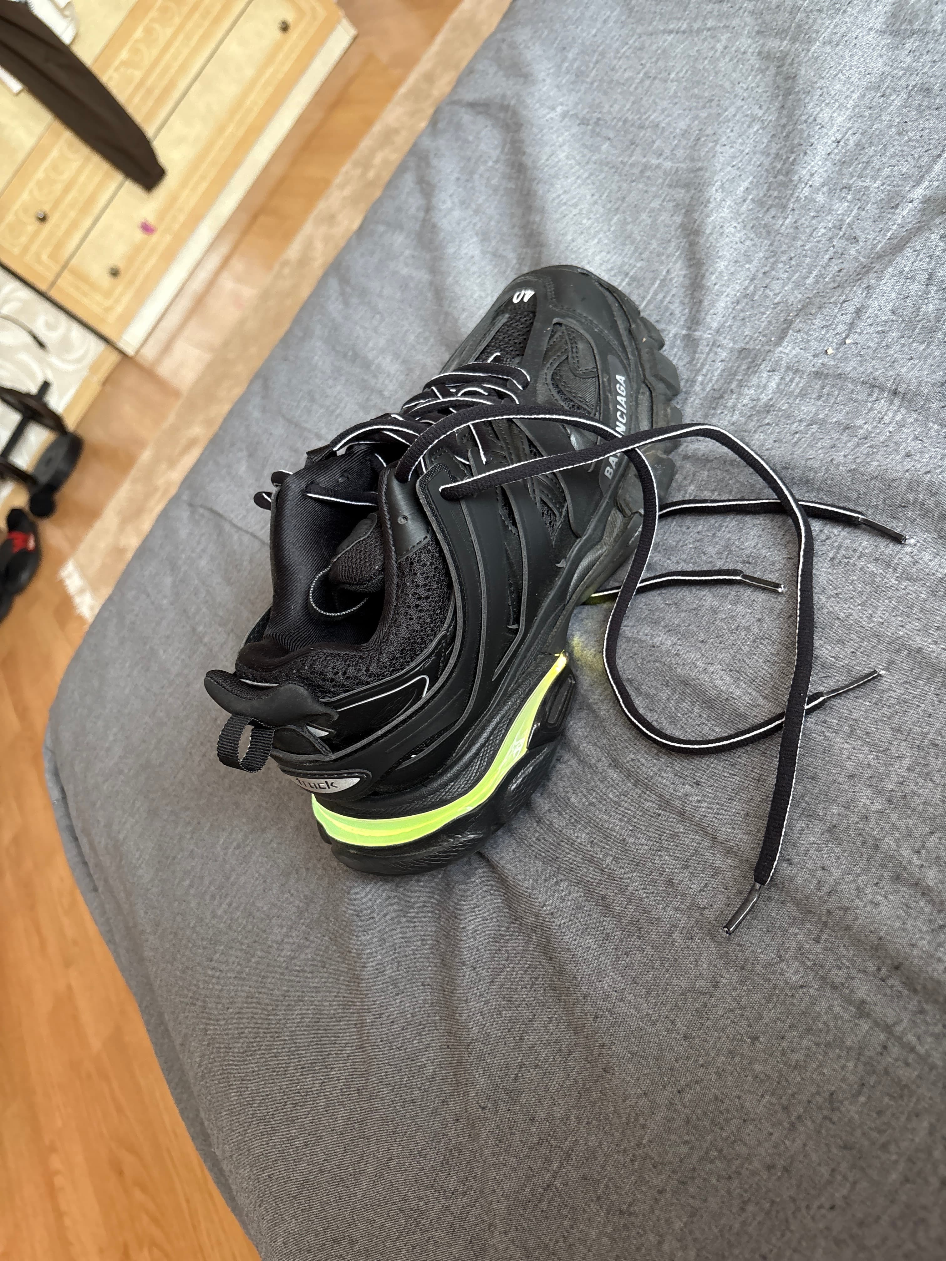 Balenciaga Track sneaker (black with neon green heel accent) - AI says Fake - Image 1